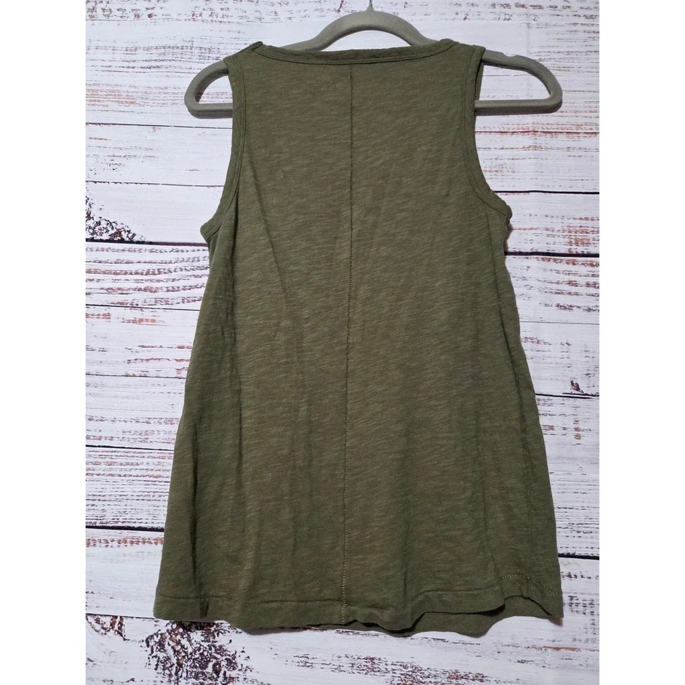 J.Crew Vintage Cotton Tank Top Olive Green Scoop Neck Slub Sleeveless XS